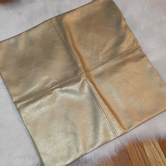 NEW! Gold 19 x 19 Faux Leather Glam Pillow Cover - Picture 2 of 6